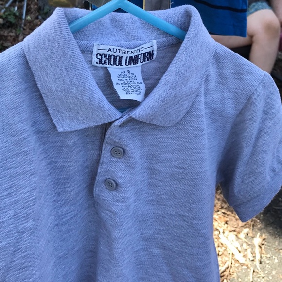Authentic School Uniform Gray Short Sleeves Polo Shirt Boys 6 - Picture 4 of 9